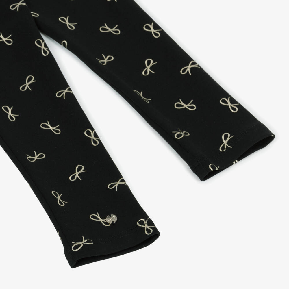 Lili Gaufrette-Girls Charcoal Gold Accent Leggings | Childrensalon Outlet