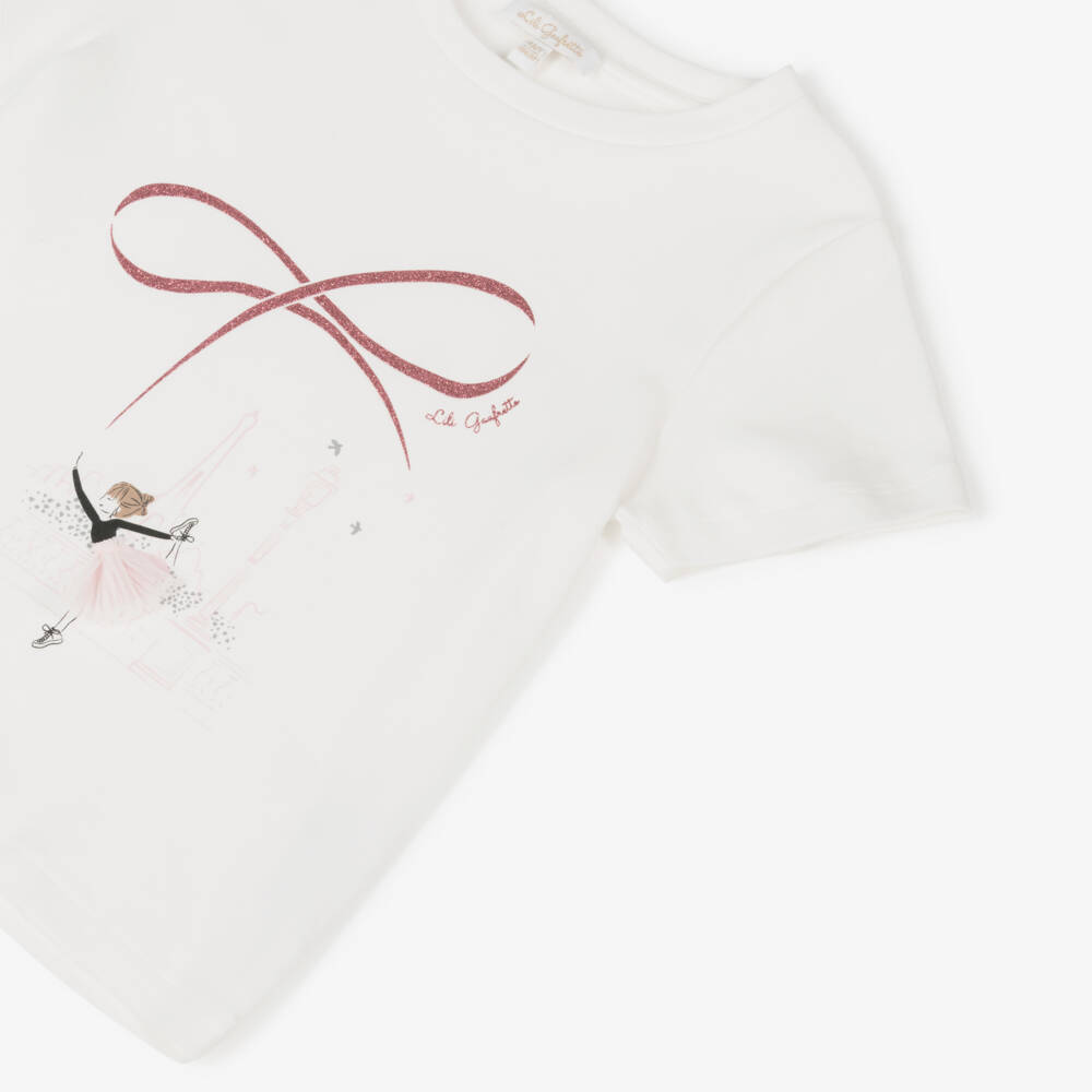 Lili Gaufrette-Girls Cotton Tee with Ballet Charm | Childrensalon Outlet