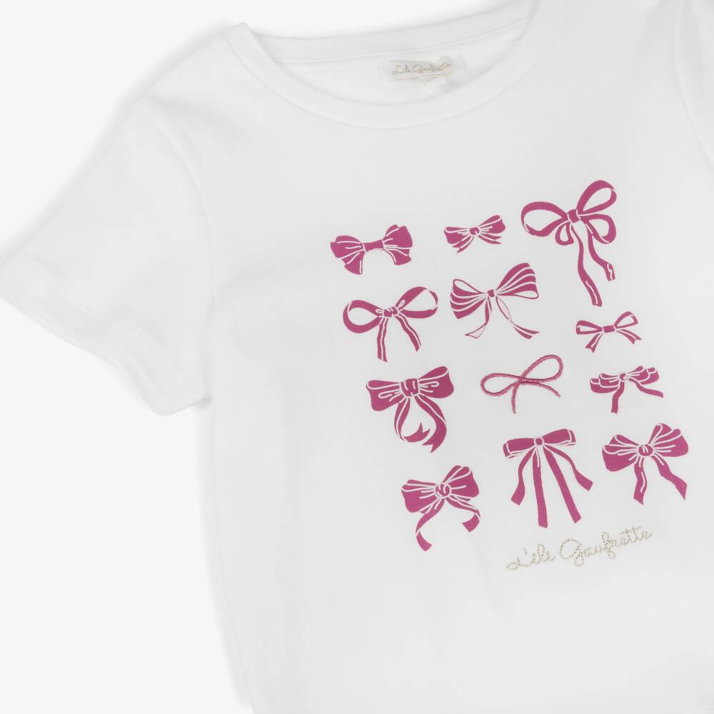 Lili Gaufrette-Футболка из хлопка с розовыми акцентами для девочек | Childrensalon Outlet