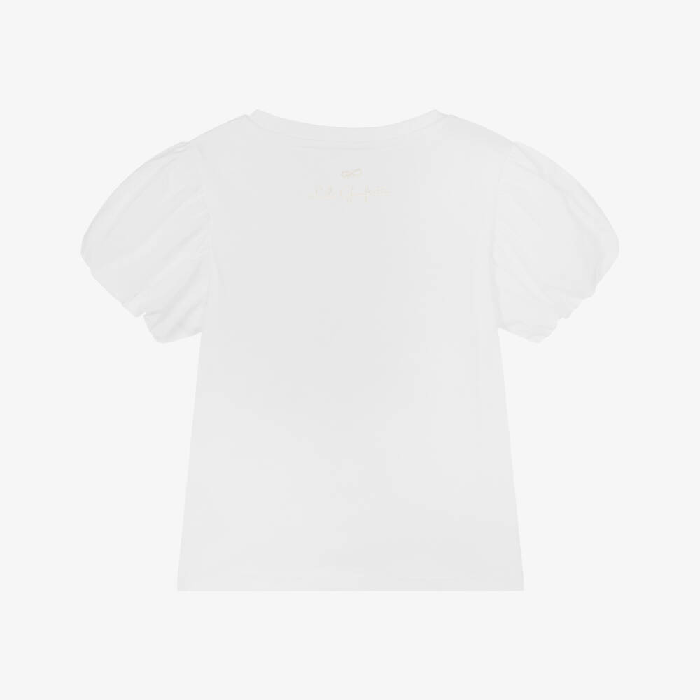 Lili Gaufrette-Girls Cotton White Ballet Tee | Childrensalon Outlet