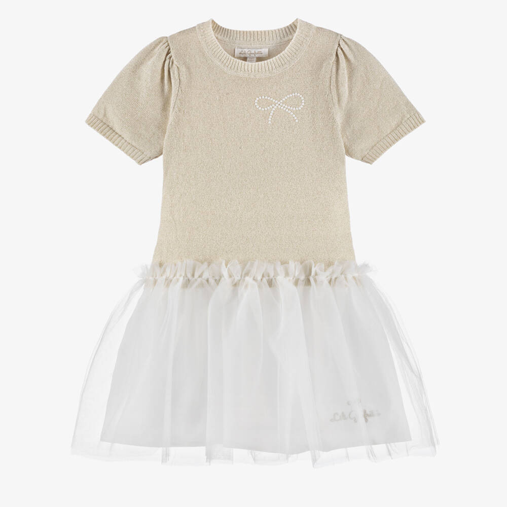 Lili Gaufrette-Платье из блестящего золота и тюля для девочек | Childrensalon Outlet