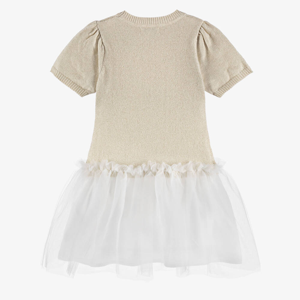 Lili Gaufrette-Girls Gleaming Gold & Tulle Dress | Childrensalon Outlet