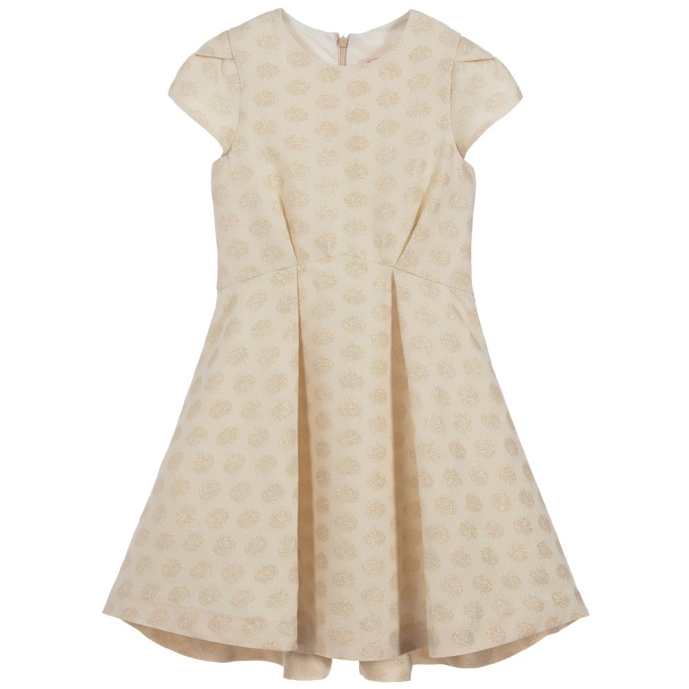 Lili Gaufrette Girls Gold Dress Childrensalon Outlet