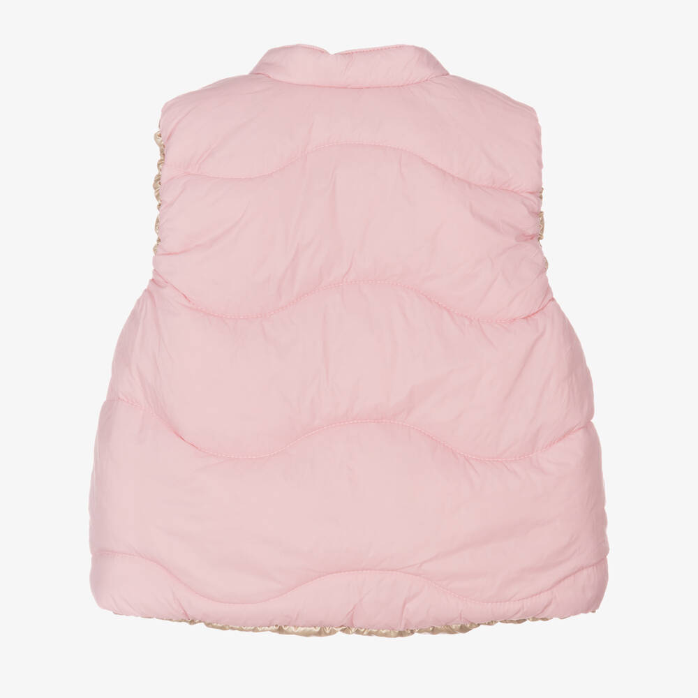 Lili Gaufrette-Girls Gold & Pink Silky Reversible Vest | Childrensalon Outlet