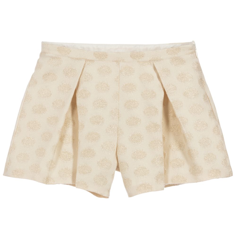 Lili Gaufrette - Girls Gold Spotted Shorts | Childrensalon