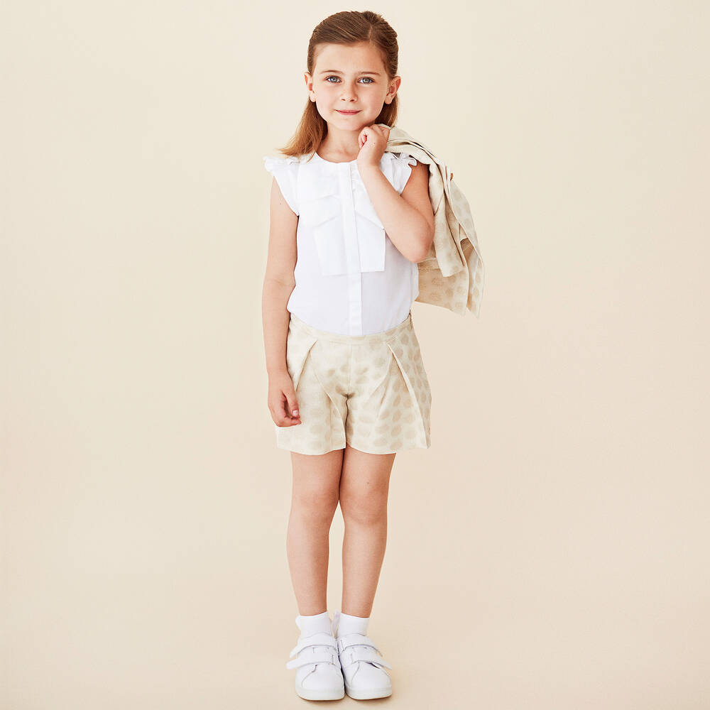 Lili Gaufrette-Girls Gold Spotted Shorts | Childrensalon Outlet