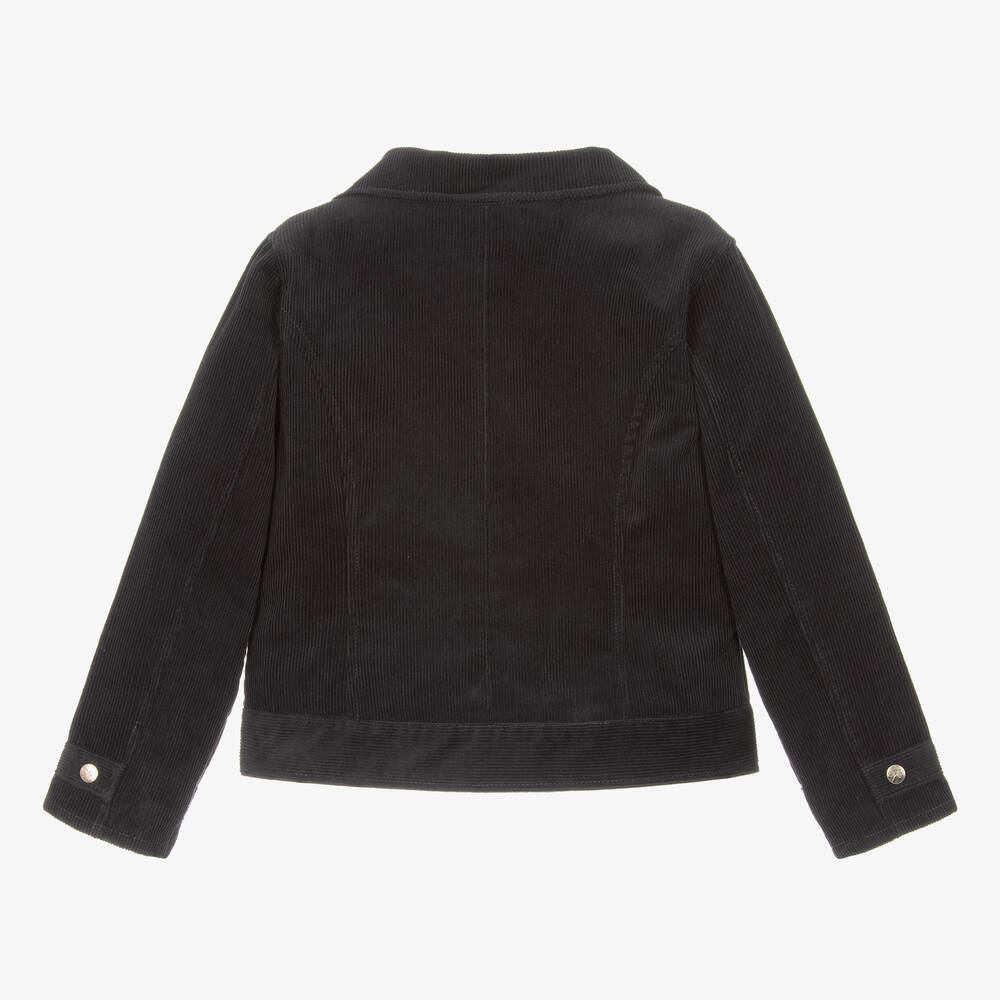 Lili Gaufrette-Girls Grey Corduroy Biker Jacket | Childrensalon Outlet