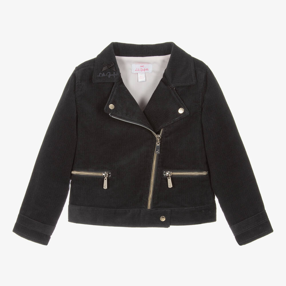 Lili Gaufrette - Graue Cord-Bikerjacke für Mädchen | Childrensalon