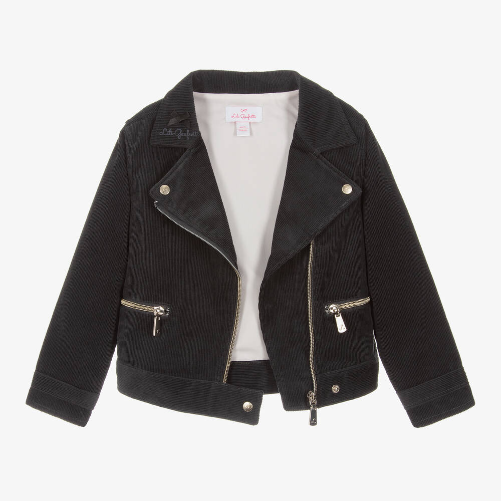 Lili Gaufrette-Girls Grey Corduroy Biker Jacket | Childrensalon Outlet