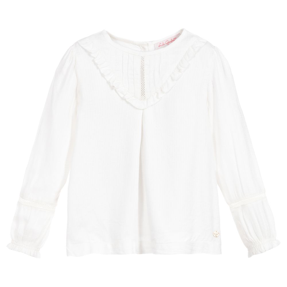 Lili Gaufrette - Girls Ivory Crêpe Blouse | Childrensalon