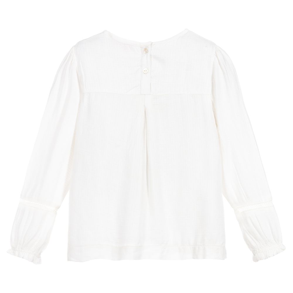 Lili Gaufrette-Girls Ivory Crêpe Blouse | Childrensalon Outlet