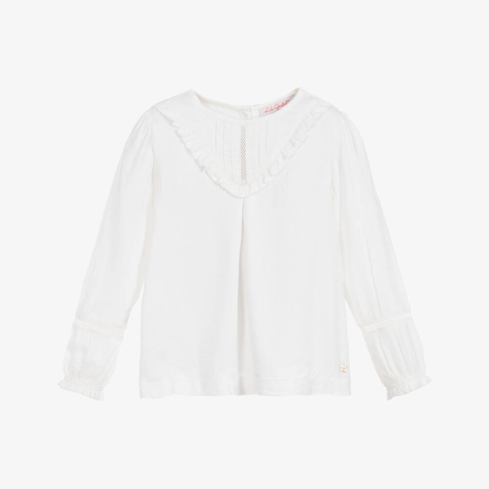 Lili Gaufrette-Girls Ivory Crêpe Blouse | Childrensalon Outlet