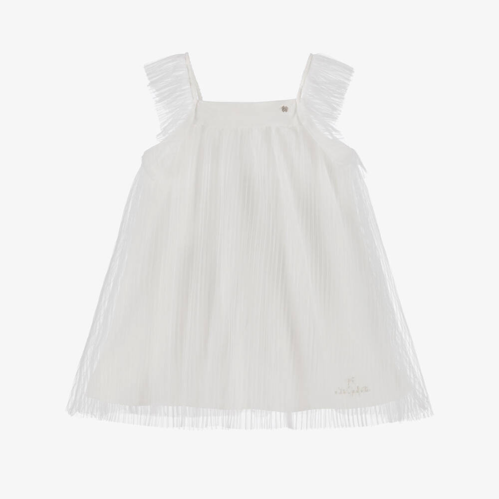 Lili Gaufrette-Кремовое платье из тюля с плиссировкой для девочек | Childrensalon Outlet
