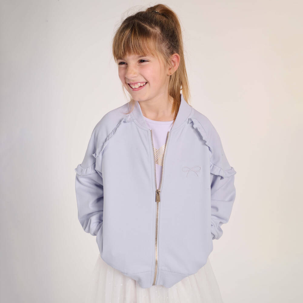 Lili Gaufrette-Girls Lavender Ruffle Zip Jacket | Childrensalon Outlet