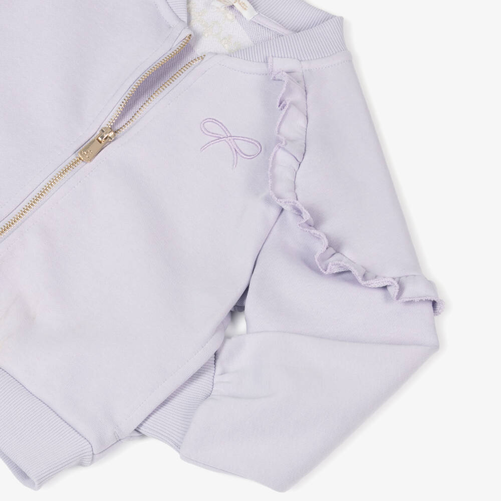 Lili Gaufrette-Girls Lavender Ruffle Zip Jacket | Childrensalon Outlet