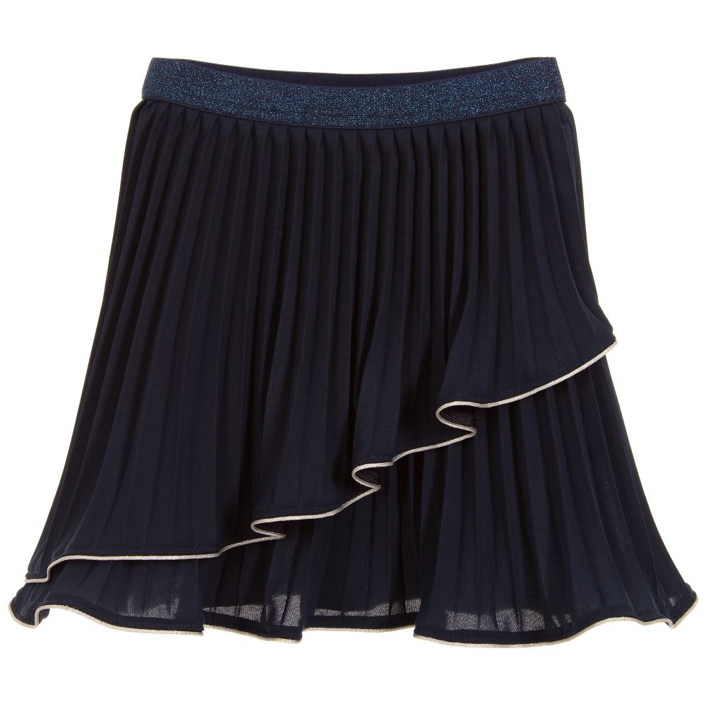 Lili Gaufrette - Girls Navy Blue Pleated Skirt | Childrensalon