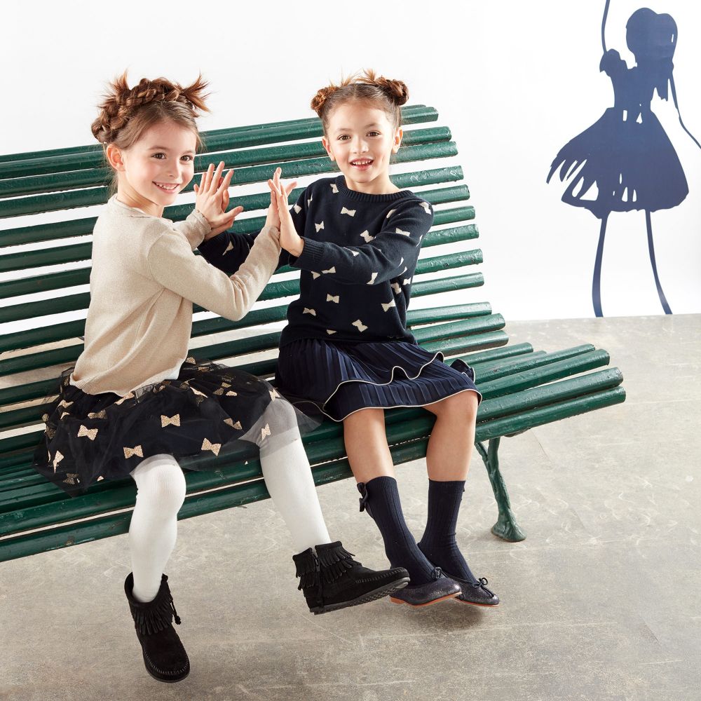 Girls navy 2025 pleated skirt