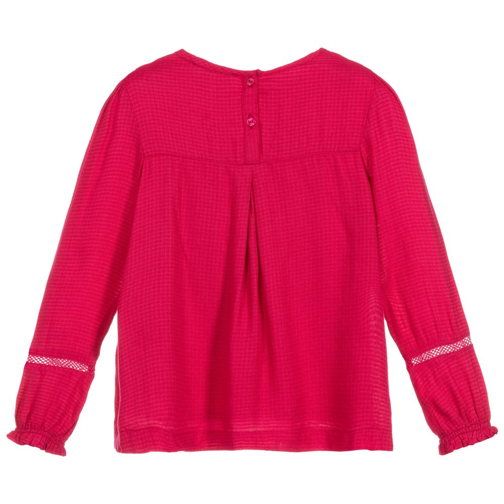 Lili Gaufrette-Girls Pink Crêpe Blouse | Childrensalon Outlet