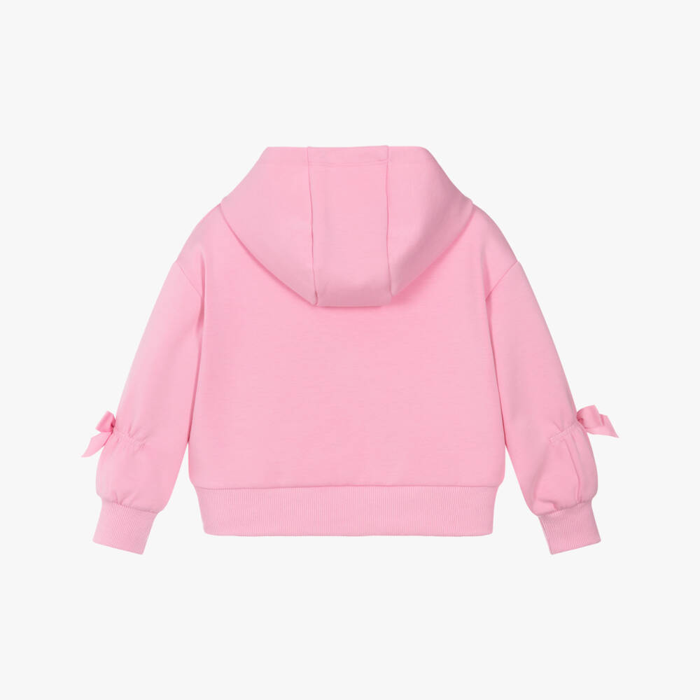 Lili Gaufrette-Girls Pink Scuba Jersey Hoodie with Embroidered Logo | Childrensalon Outlet