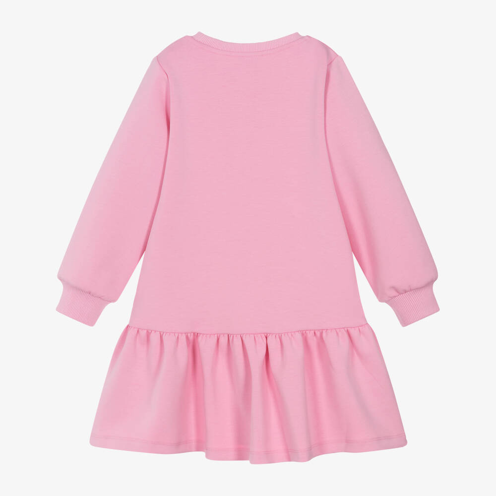 Lili Gaufrette-Girls Pink Scuba Jersey Sweatshirt Dress with Ballerinas | Childrensalon Outlet