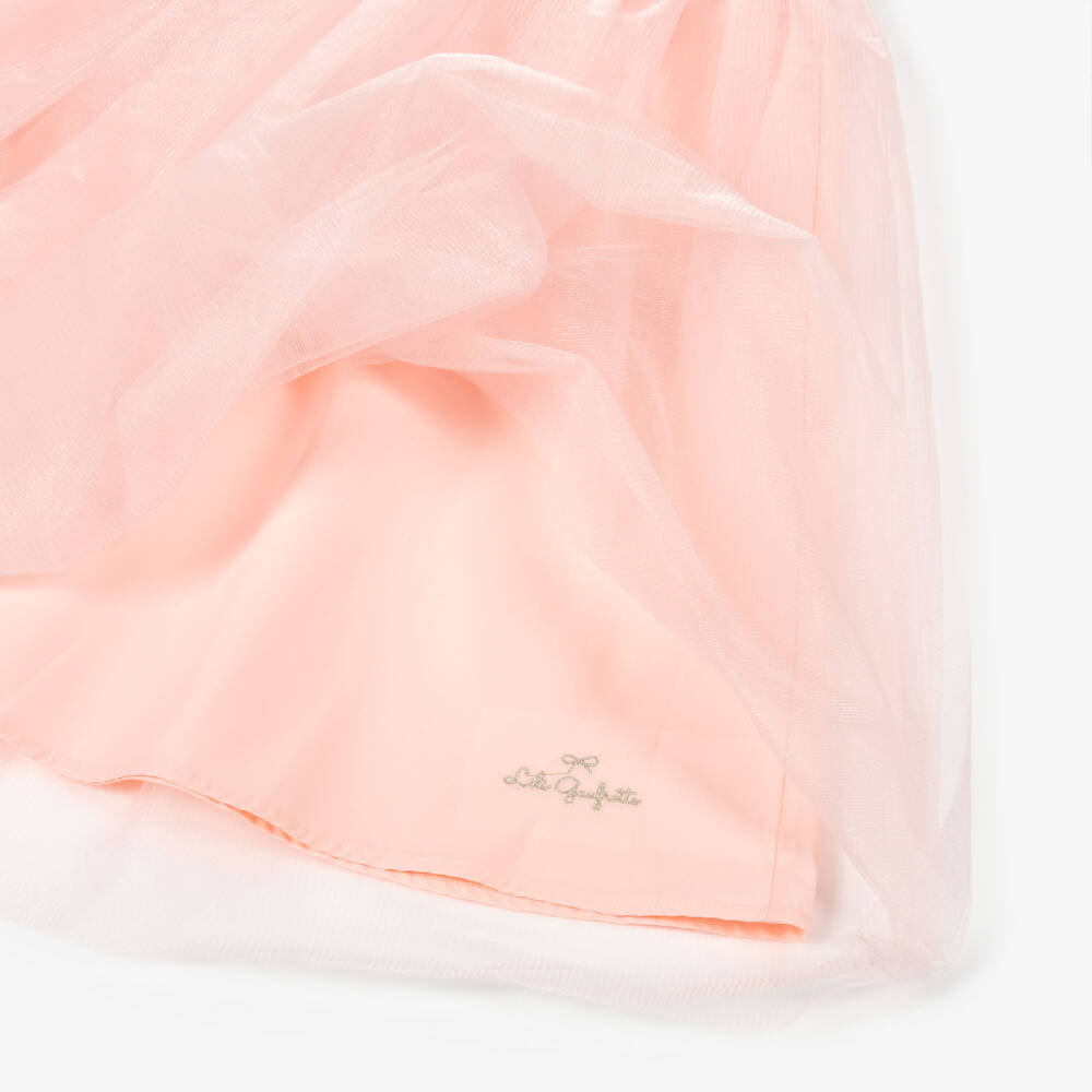 Lili Gaufrette-Girls Pink Shimmery Tulle Midi Skirt | Childrensalon Outlet