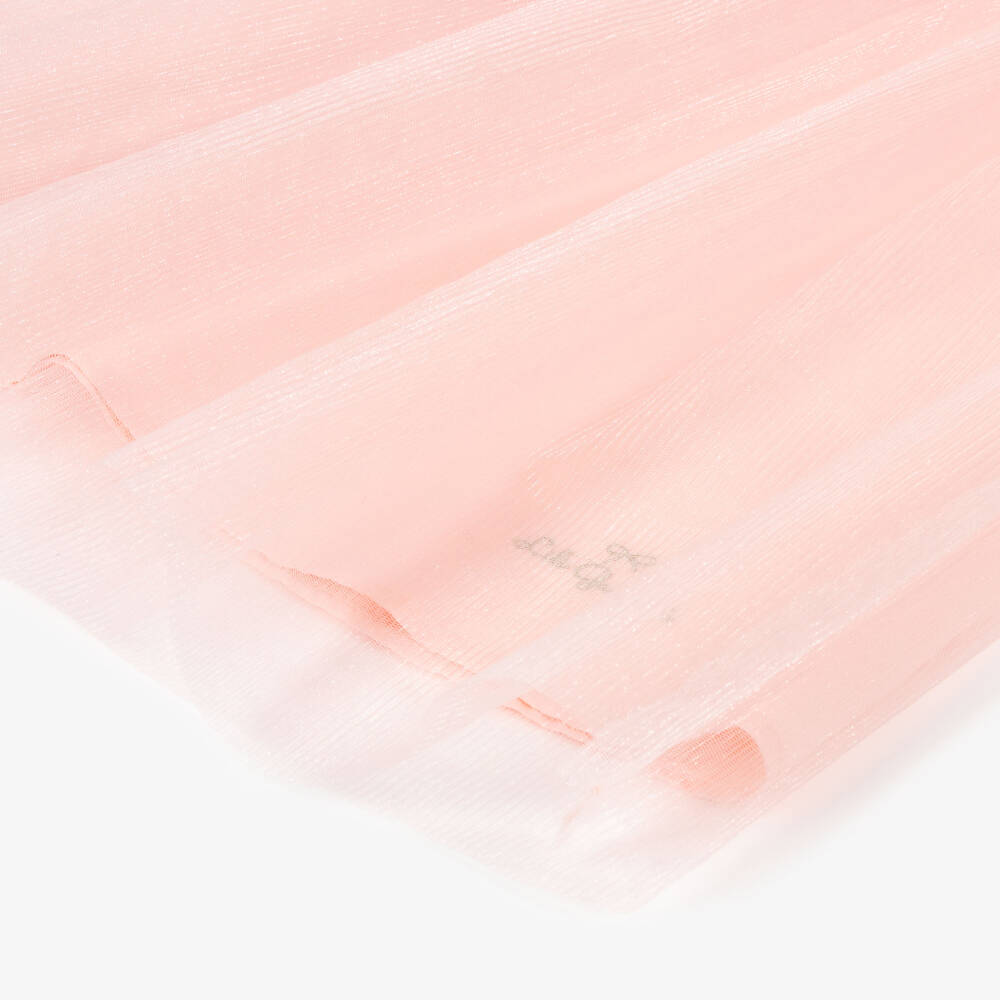Lili Gaufrette-Girls Pink Shimmery Tulle Midi Skirt | Childrensalon Outlet