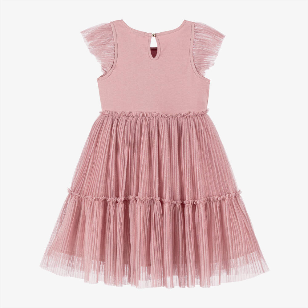 Lili Gaufrette-Girls Pink Tulle & Cotton Delight Dress | Childrensalon Outlet