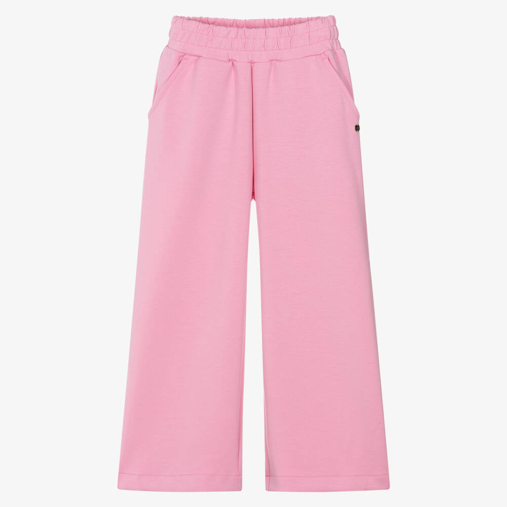 Lili Gaufrette-Girls Pink Wide Leg Scuba Jersey Joggers | Childrensalon Outlet