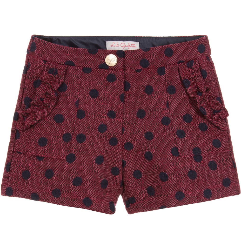 Lili Gaufrette - Girls Red Jacquard Shorts | Childrensalon