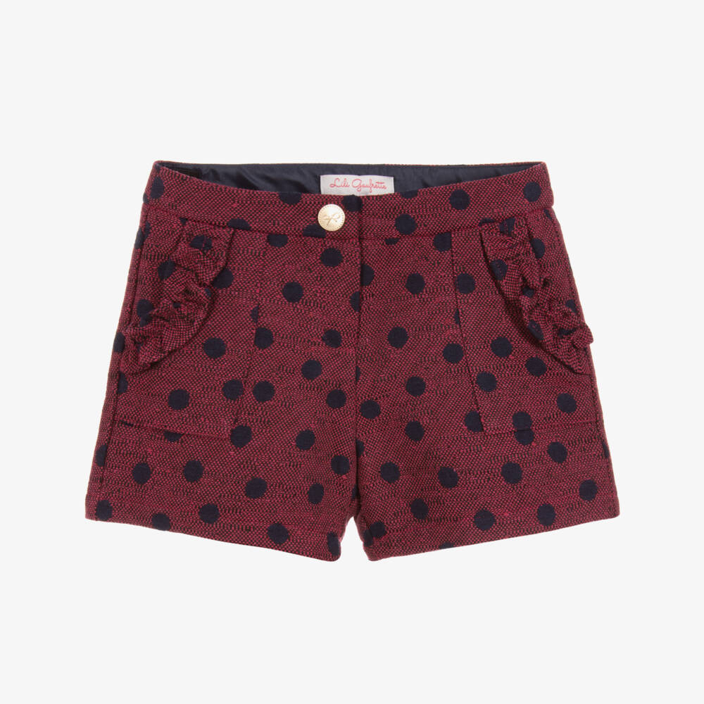 Lili Gaufrette-Girls Red Jacquard Shorts | Childrensalon Outlet