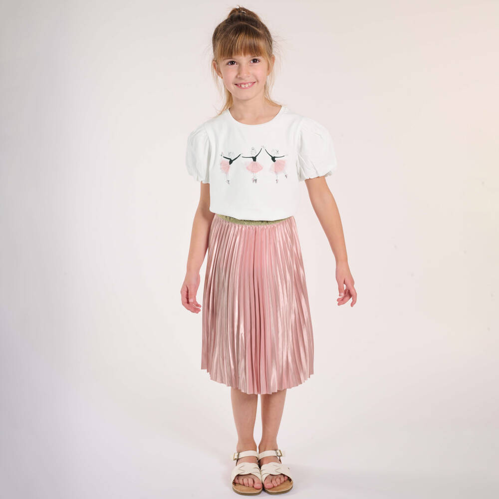 Lili Gaufrette-Girls Satin Charm Pleated Skirt | Childrensalon Outlet