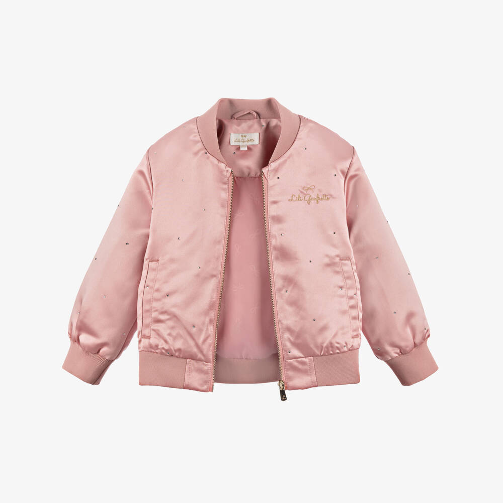 Lili Gaufrette-Girls Satin Sparkle Pink Jacket | Childrensalon Outlet
