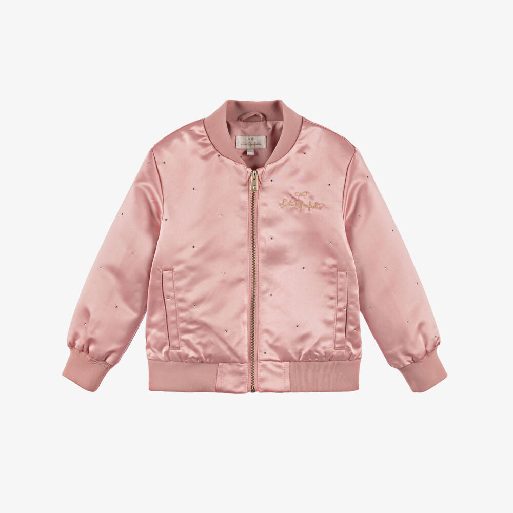 Lili Gaufrette-Girls Satin Sparkle Pink Jacket | Childrensalon Outlet