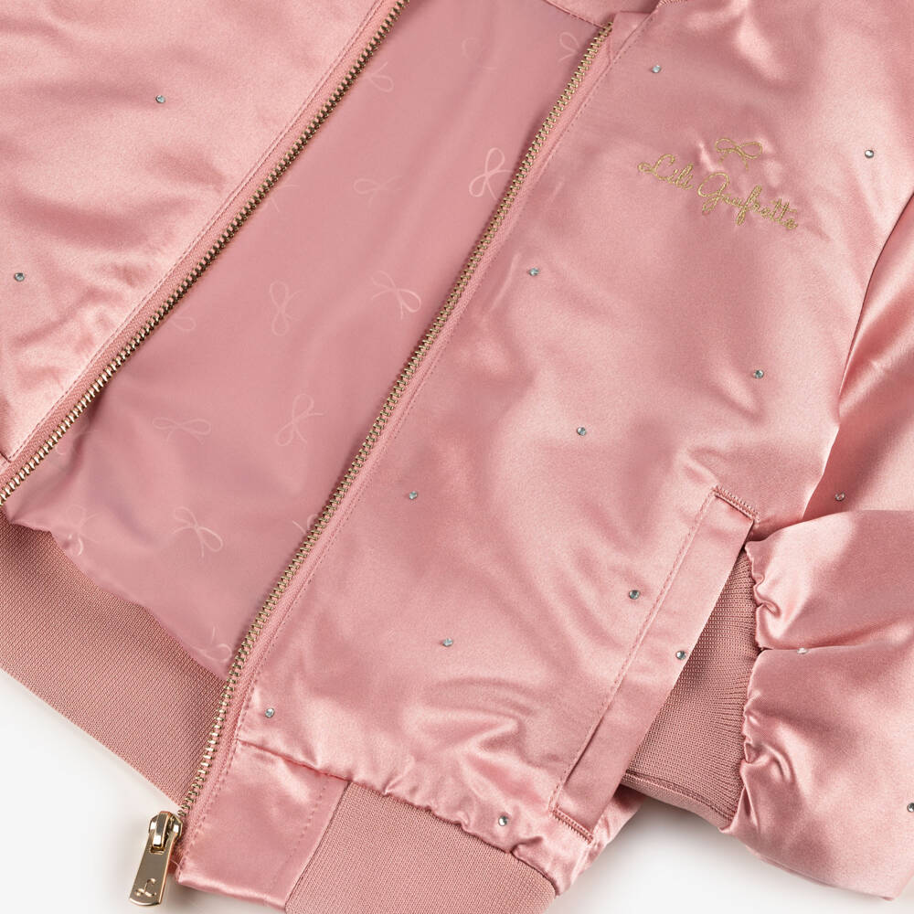Lili Gaufrette-Girls Satin Sparkle Pink Jacket | Childrensalon Outlet