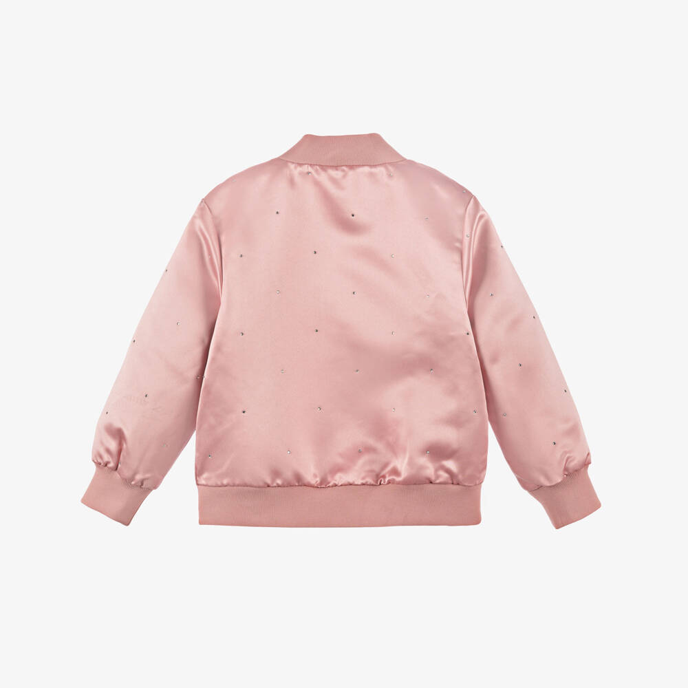 Lili Gaufrette-Girls Satin Sparkle Pink Jacket | Childrensalon Outlet