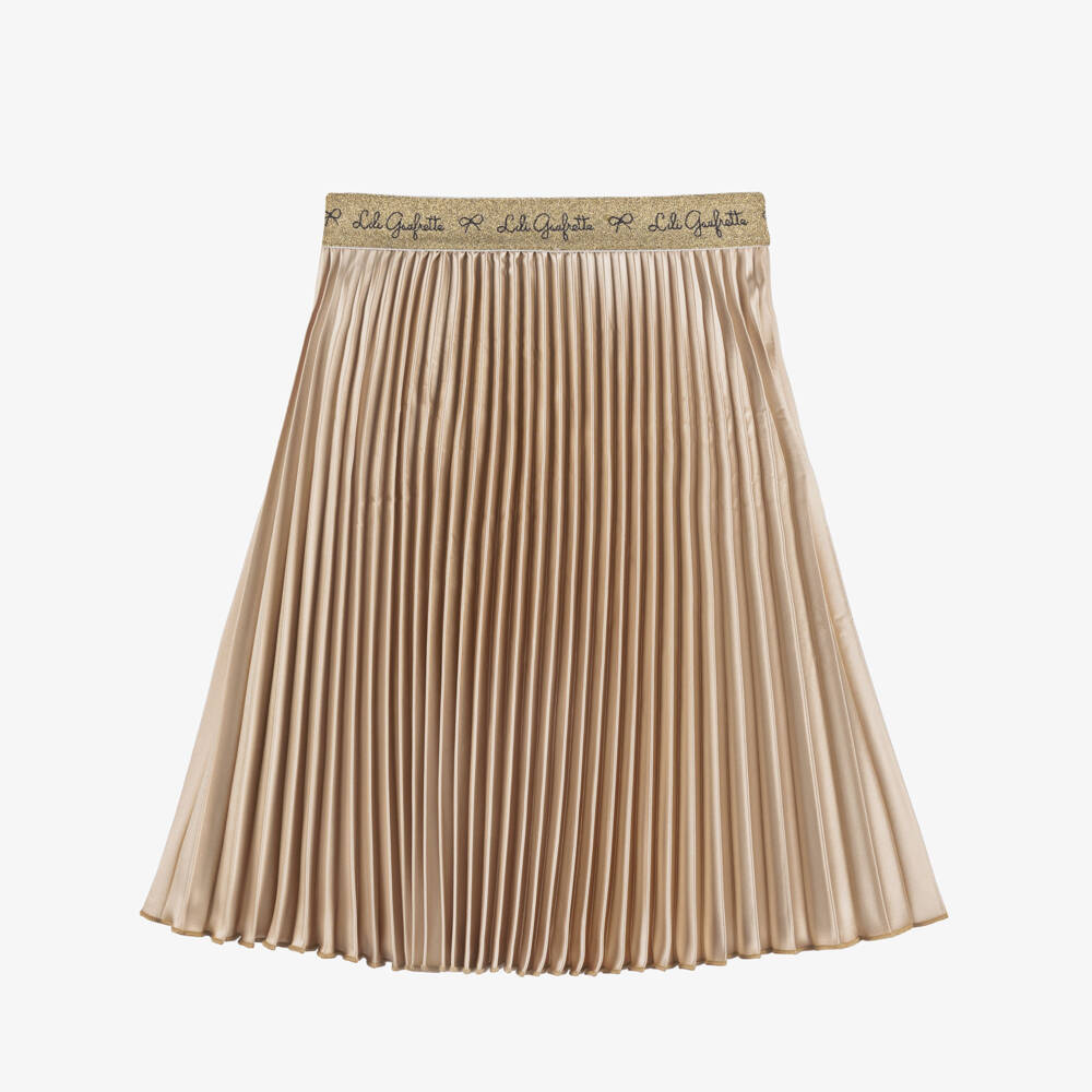 Lili Gaufrette-Girls Shimmering Gold Satin Skirt | Childrensalon Outlet