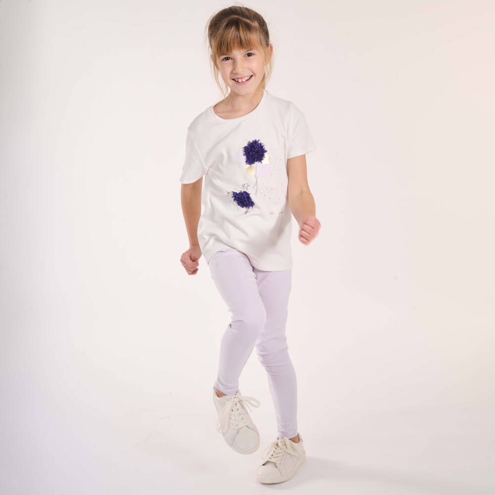 Lili Gaufrette-Girls Soft Pink Knit Leggings | Childrensalon Outlet