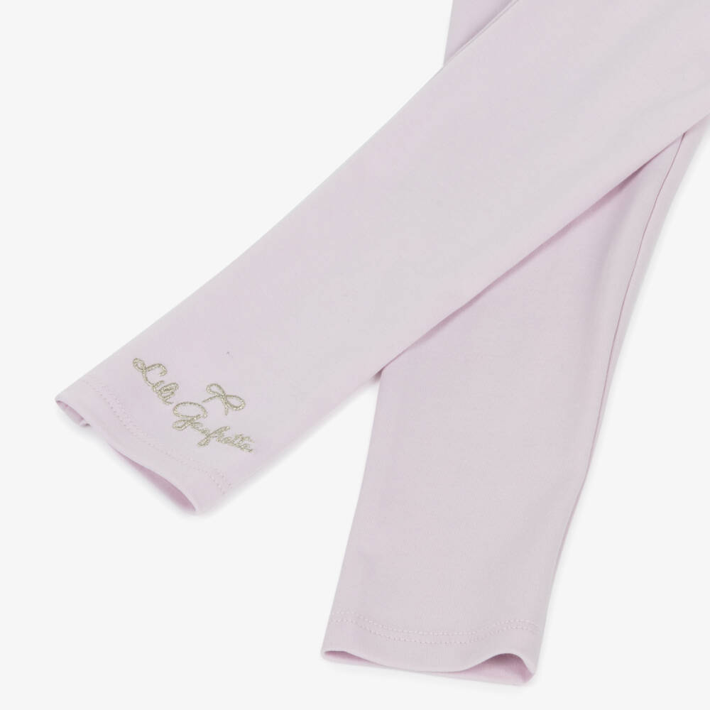 Lili Gaufrette-Girls Soft Pink Knit Leggings | Childrensalon Outlet