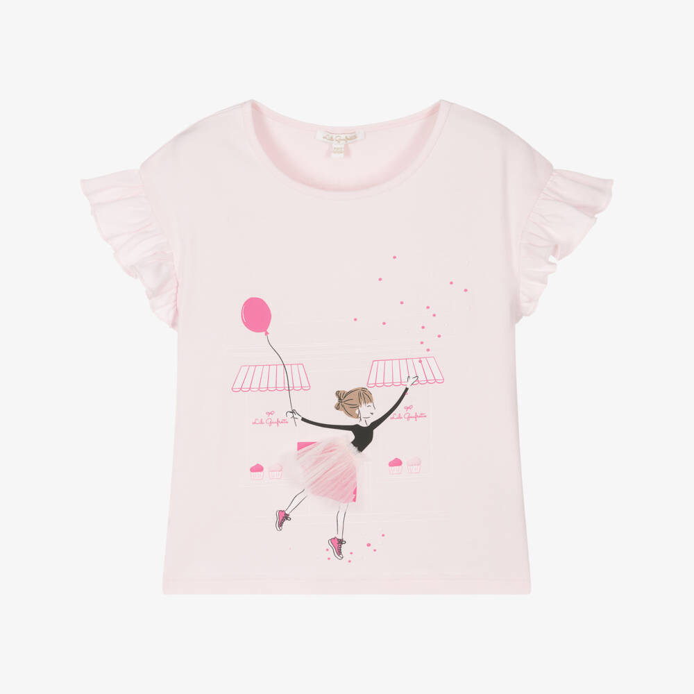 Lili Gaufrette-Girls Soft Pink Ruffle Tee | Childrensalon Outlet