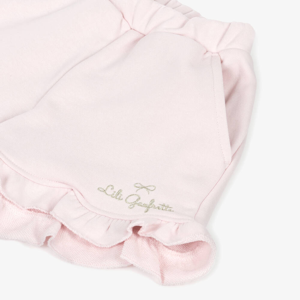Lili Gaufrette-Girls Soft Pink Ruffle-Trim Shorts | Childrensalon Outlet