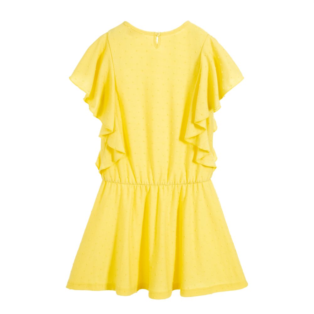 Lili Gaufrette Girls Yellow Jersey Dress