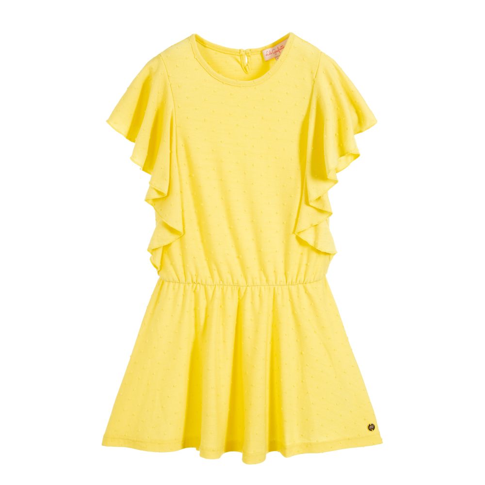Lili Gaufrette - Girls Yellow Jersey Dress | Childrensalon