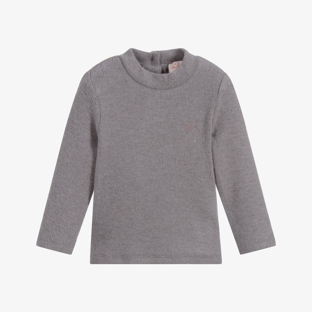 Lili Gaufrette-Grey Angora Blend Top | Childrensalon Outlet