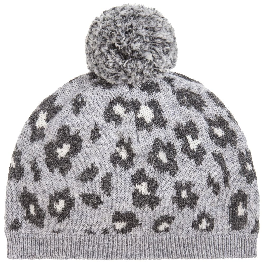 Lili Gaufrette - Grey Animal Print Pom-Pom Hat | Childrensalon