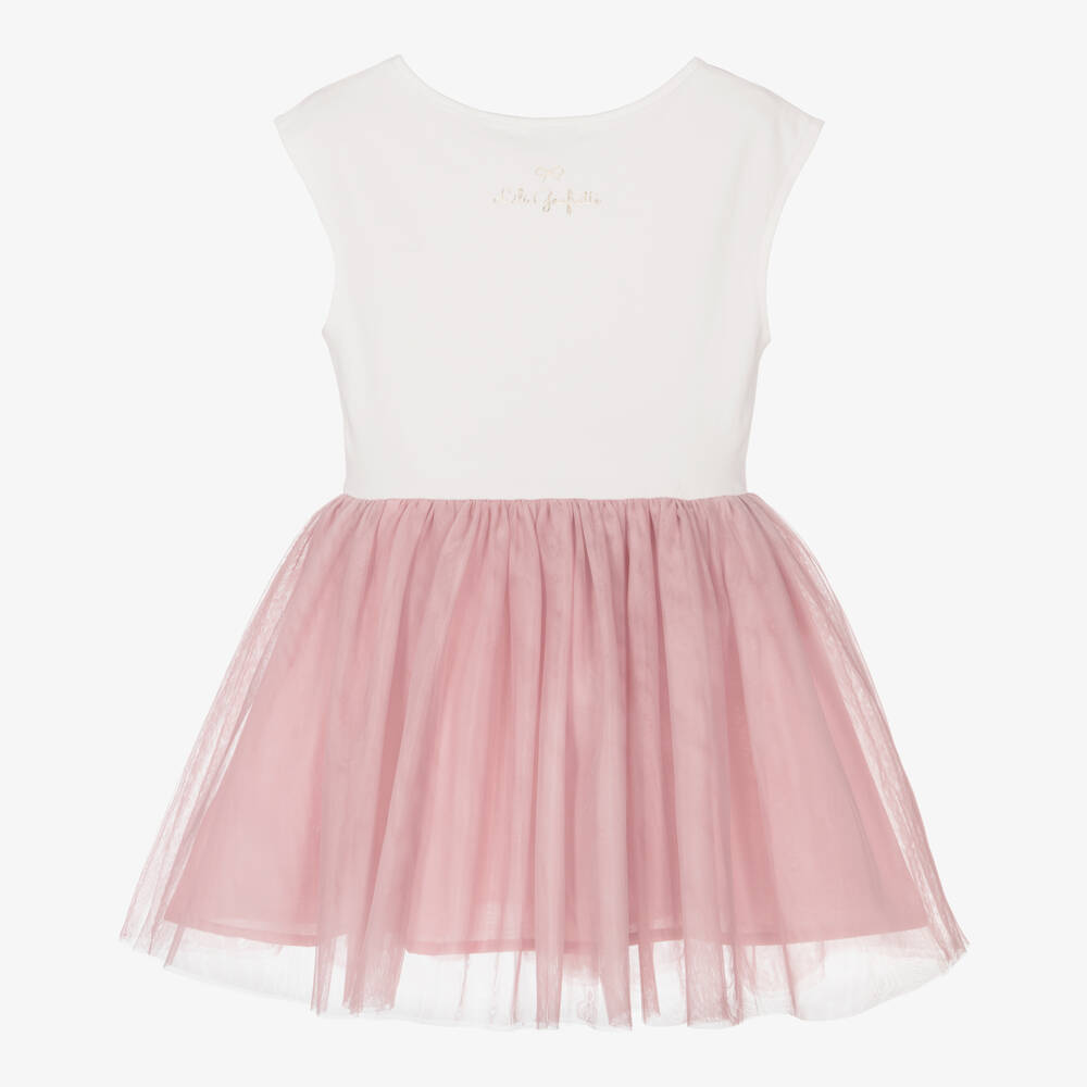 Lili Gaufrette-Ivory & Pink Tulle Frock Delight | Childrensalon Outlet