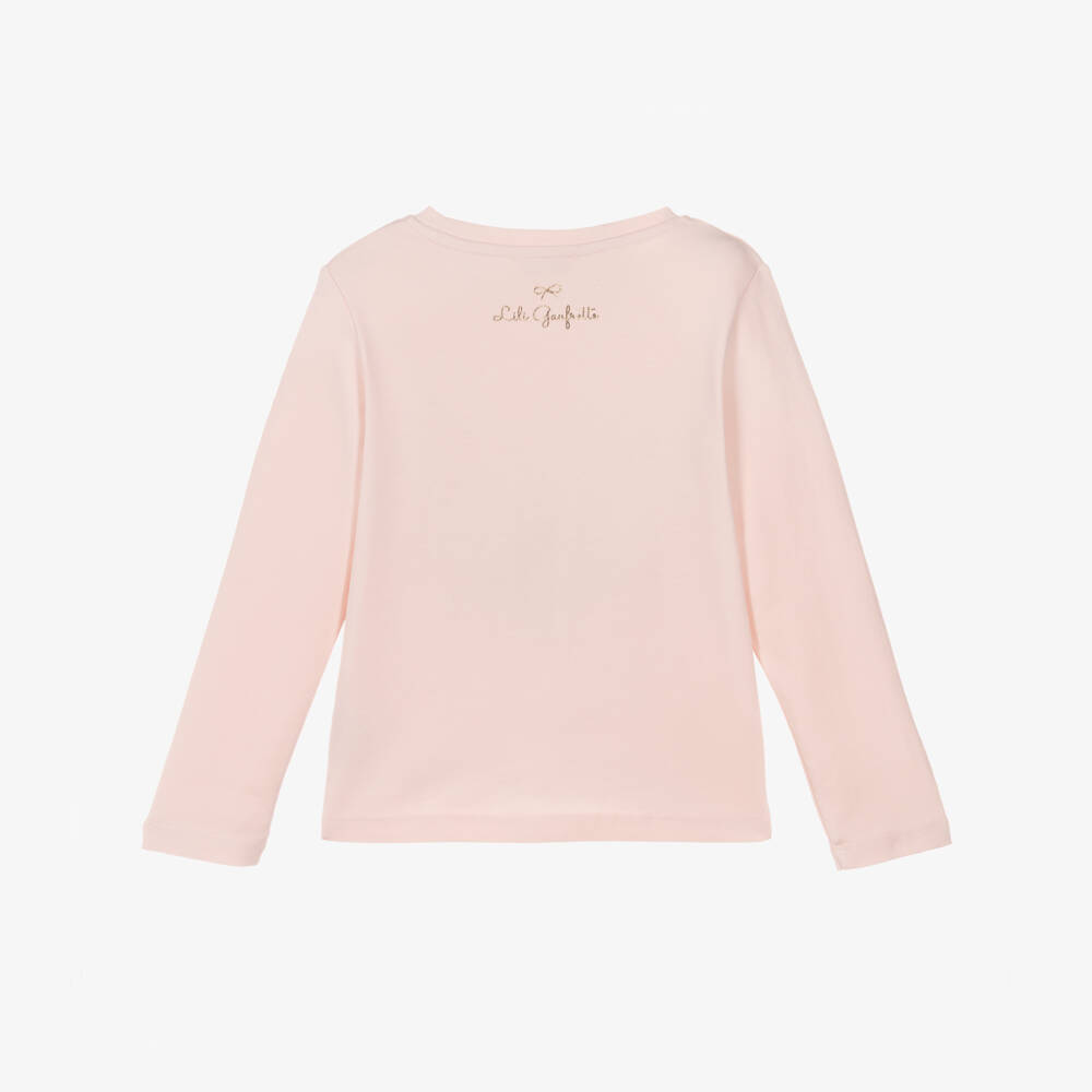 Lili Gaufrette-Pink Bow Logo Ls T-shirt | Childrensalon Outlet