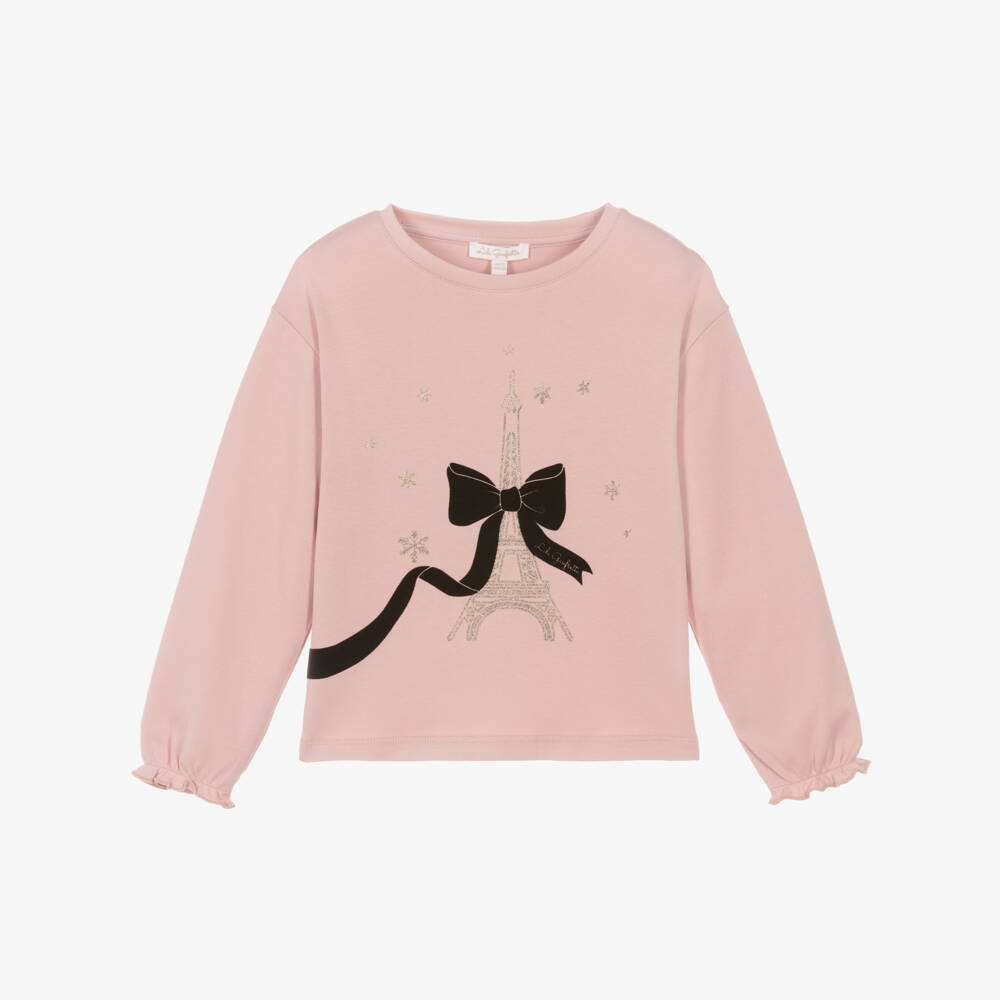 Lili Gaufrette-Pink Eiffel Tower Ls T-shirt | Childrensalon Outlet