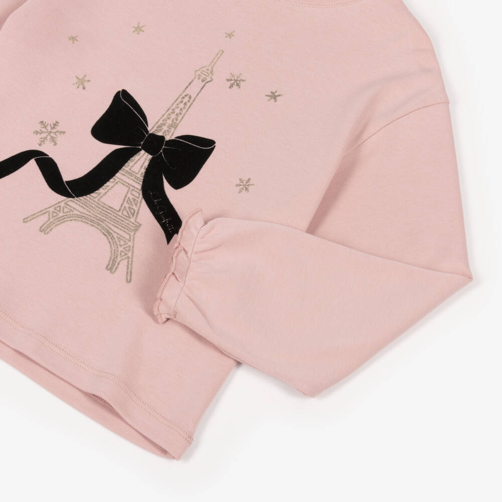 Lili Gaufrette-Pink Eiffel Tower Ls T-shirt | Childrensalon Outlet