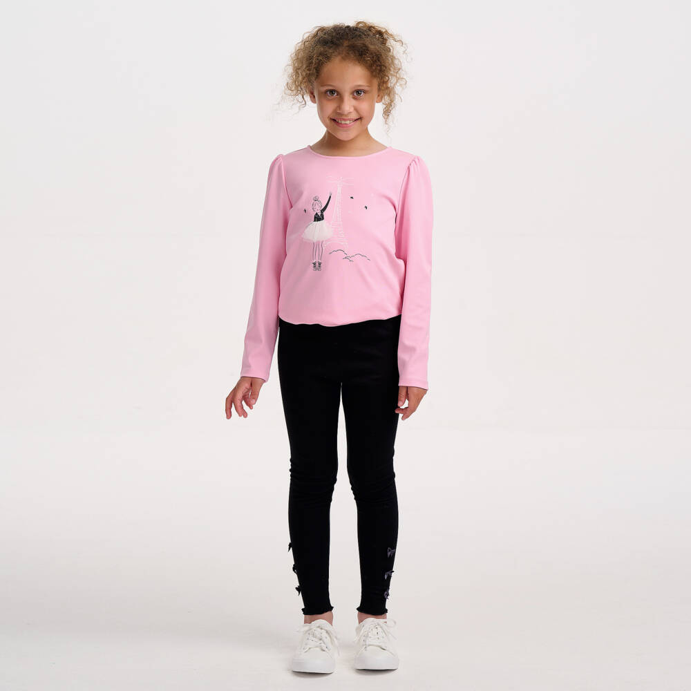 Lili Gaufrette-Pink Girl Ls T-shirt | Childrensalon Outlet