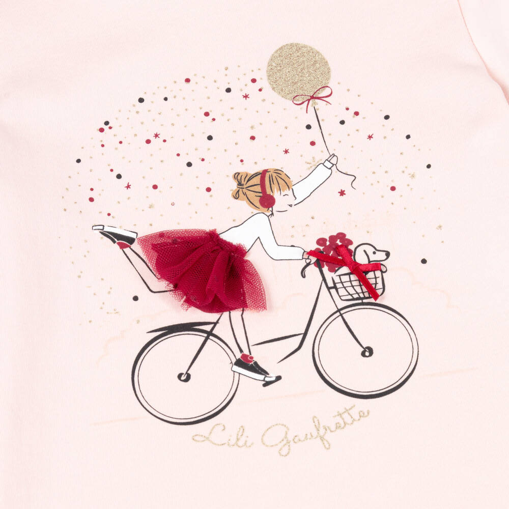 Lili Gaufrette-Pink Girl Ss T-shirt | Childrensalon Outlet